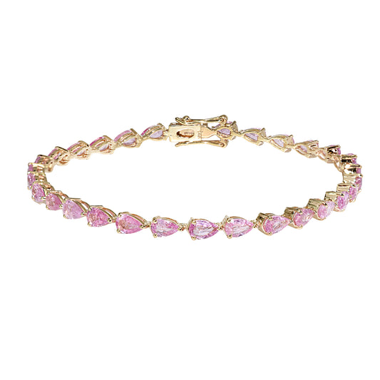 14k Pink Sapphire Pear Cut Tennis Bracelet