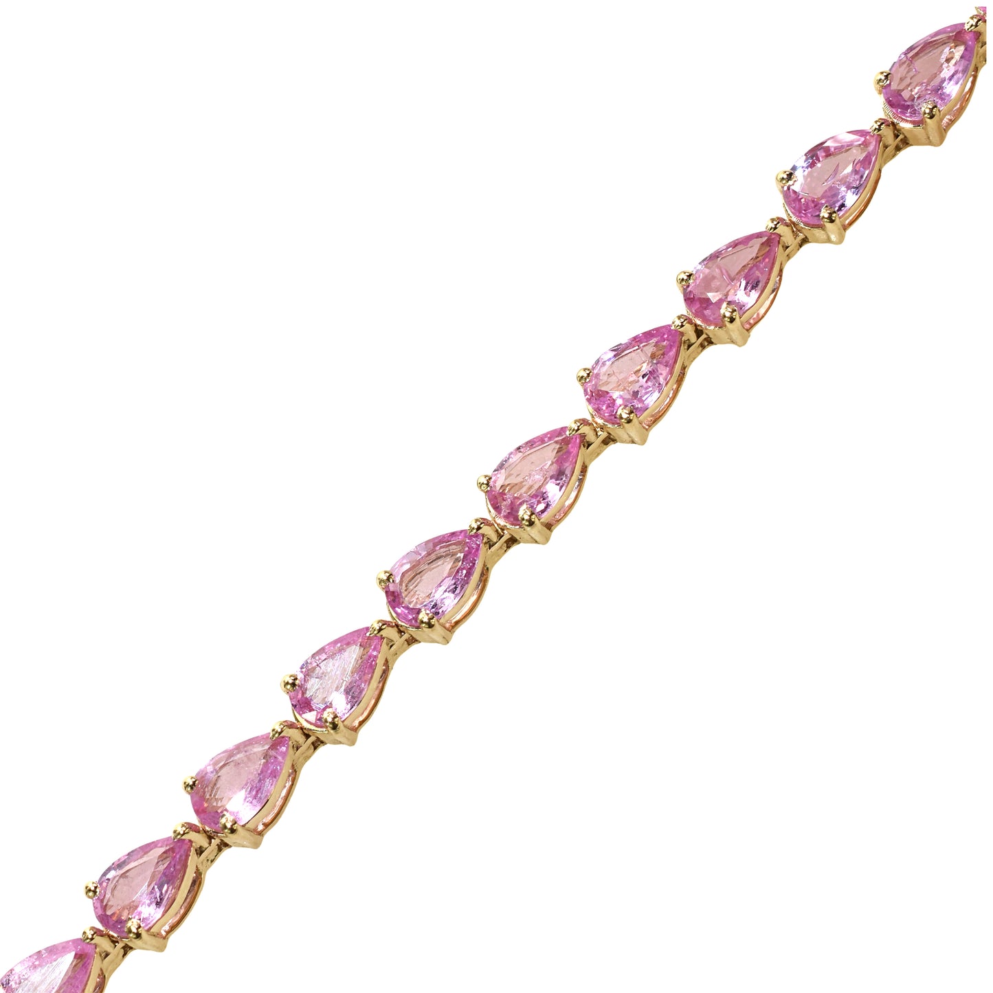 14k Pink Sapphire Pear Cut Tennis Bracelet