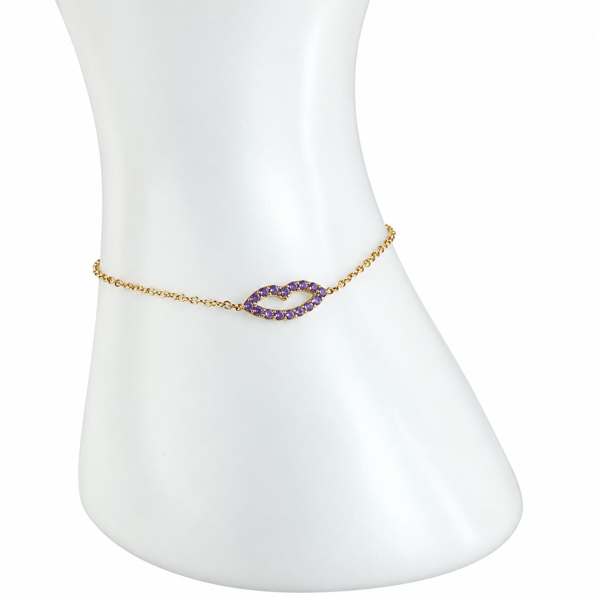 14k Amethyst and Chain Bracelet
