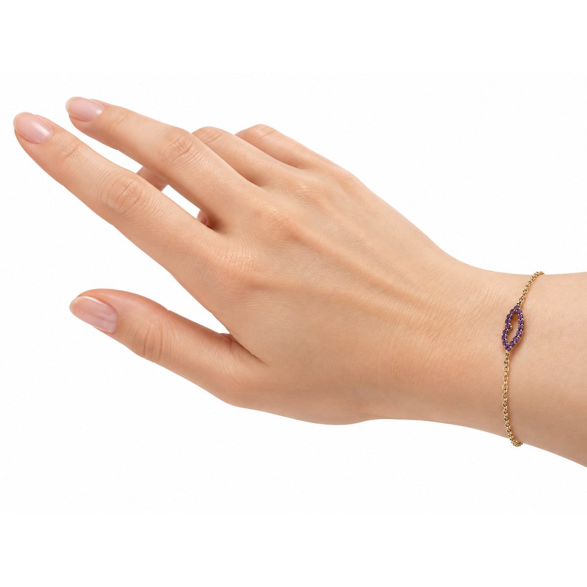 14k Amethyst and Chain Bracelet