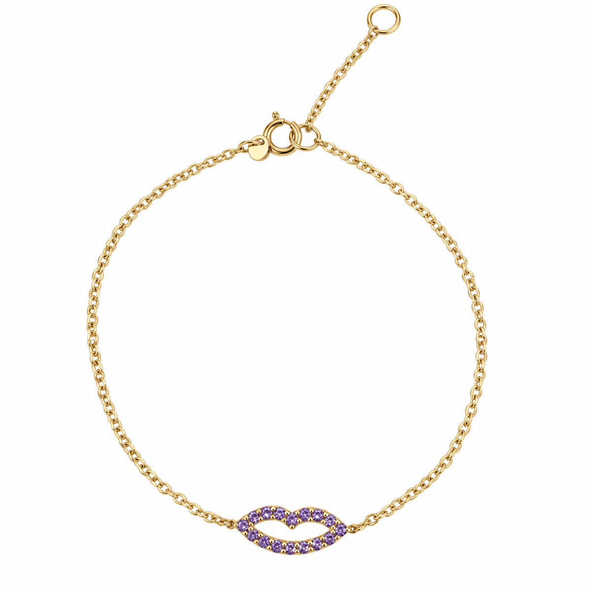 14k Amethyst and Chain Bracelet
