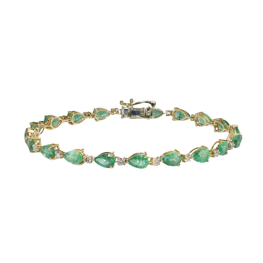 14k Emerald Diamond Tennis Bracelet