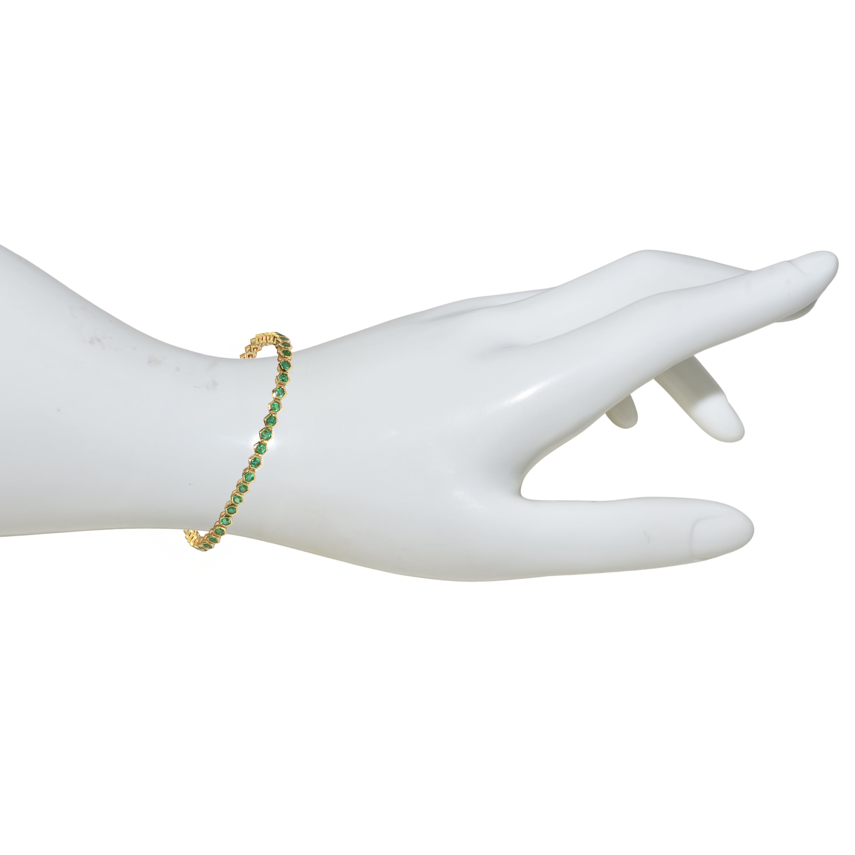 14k Emerald Hexagon Tennis Bracelet