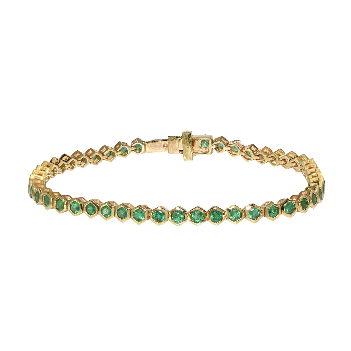 14k Emerald Hexagon Tennis Bracelet