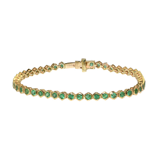 14k Emerald Hexagon Tennis Bracelet
