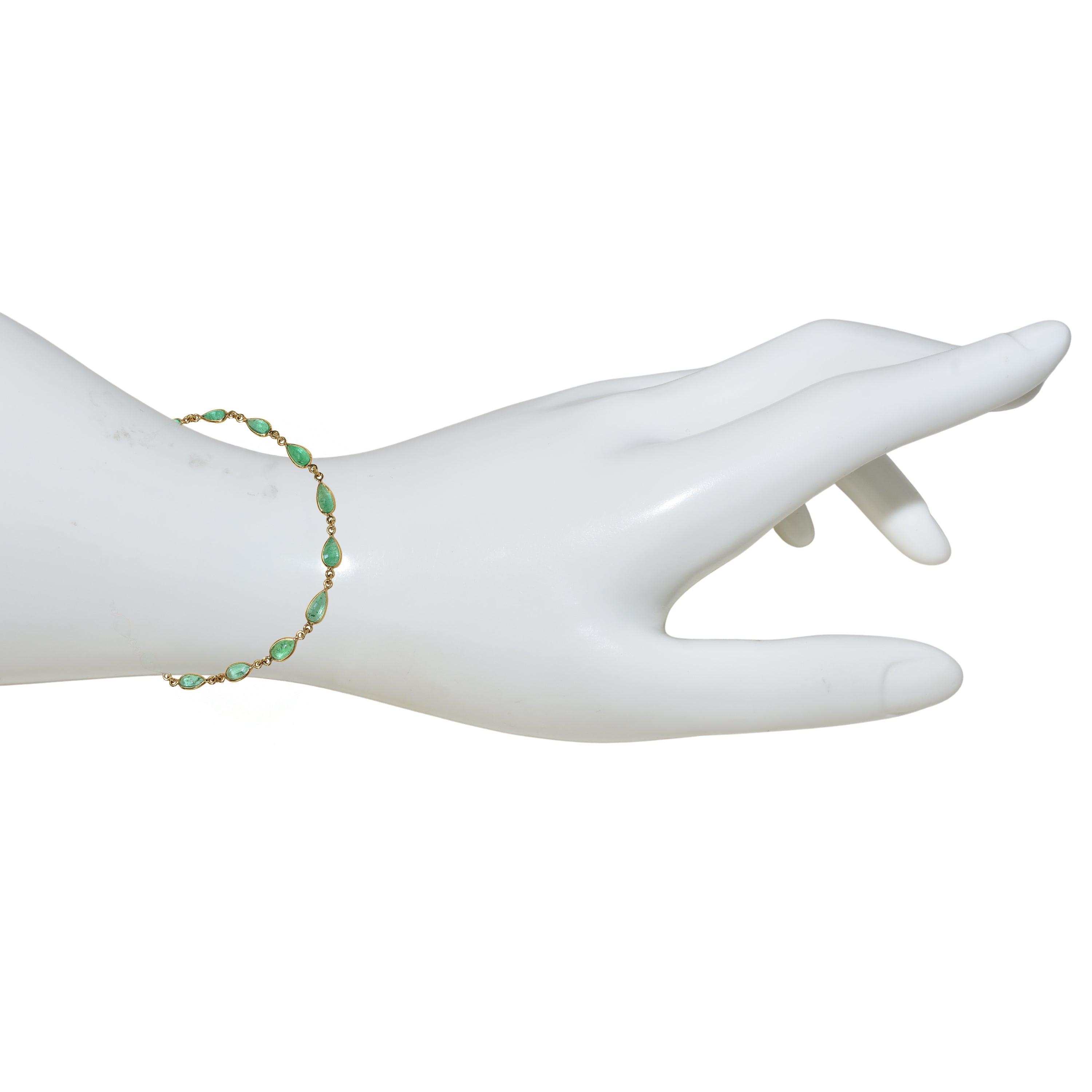 14k Emerald Pear Bezel Bracelet