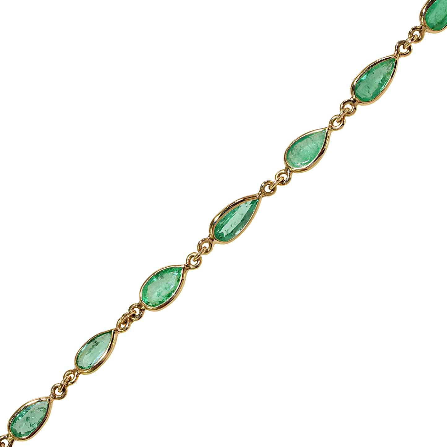 14k Emerald Pear Bezel Bracelet