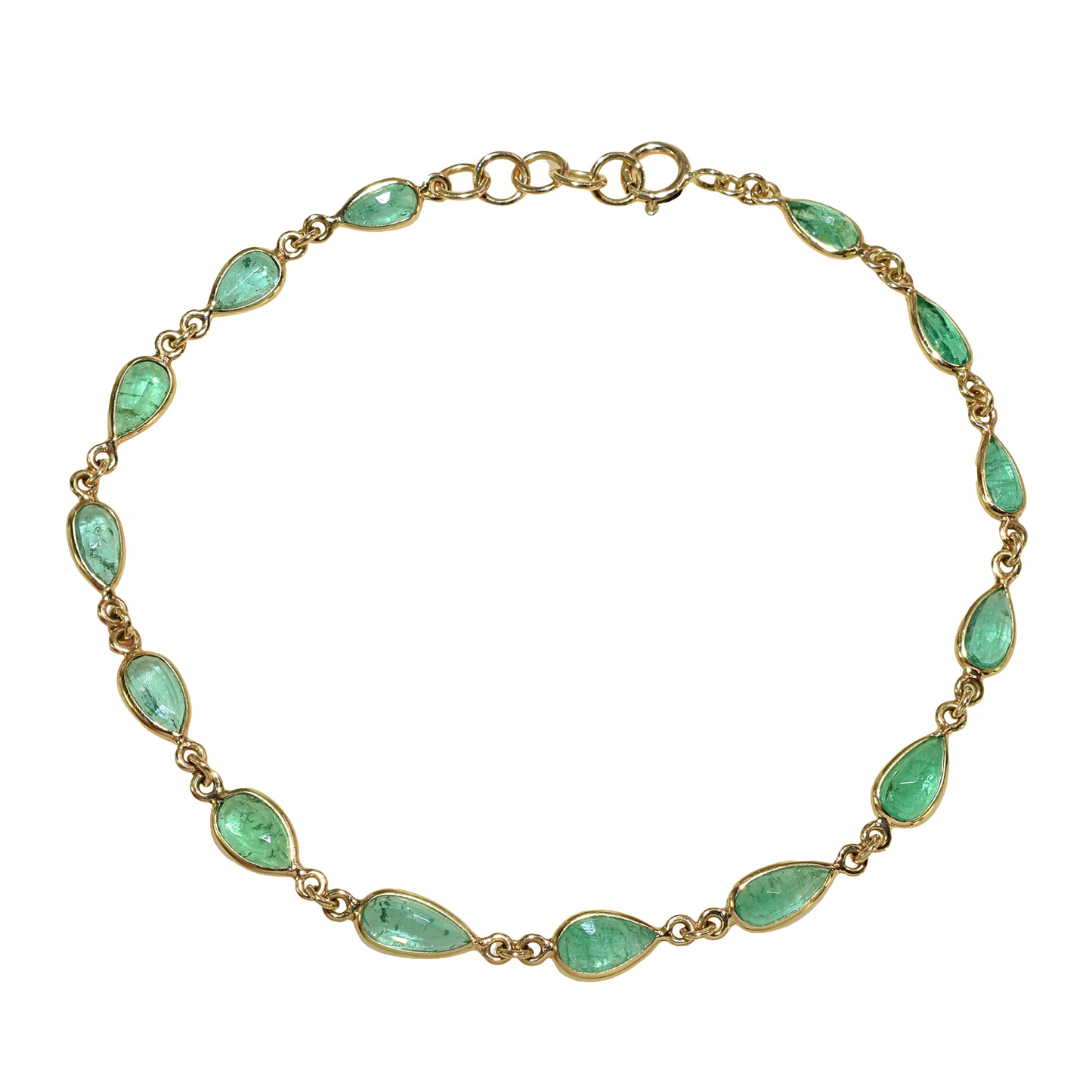 14k Emerald Pear Bezel Bracelet