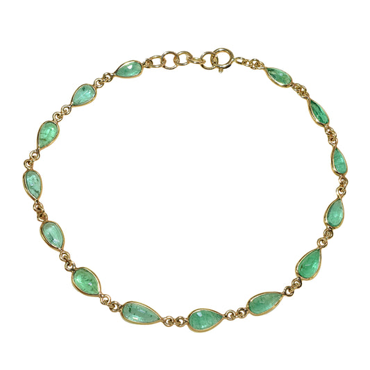 14k Emerald Pear Bezel Bracelet
