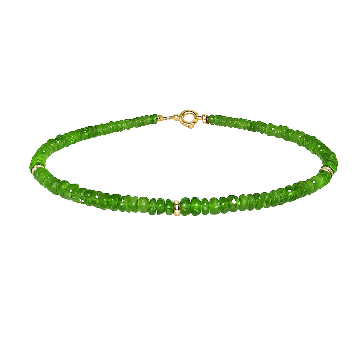 14k Gemstones 3 Gold Roundel Stations Bracelet