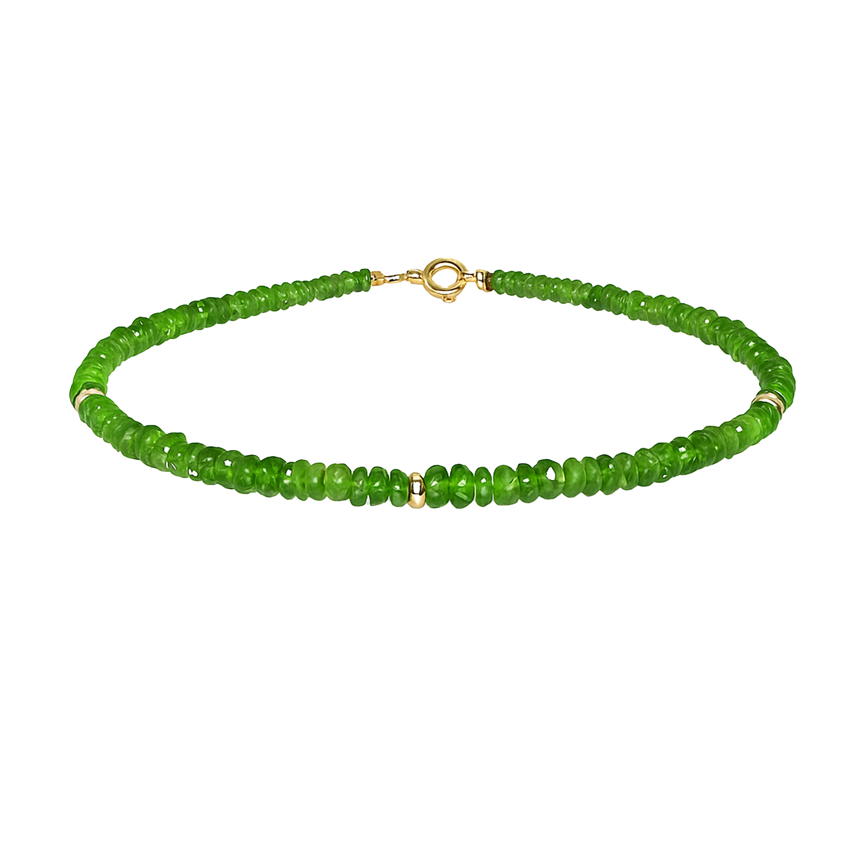 14k Gemstones 3 Gold Roundel Stations Bracelet