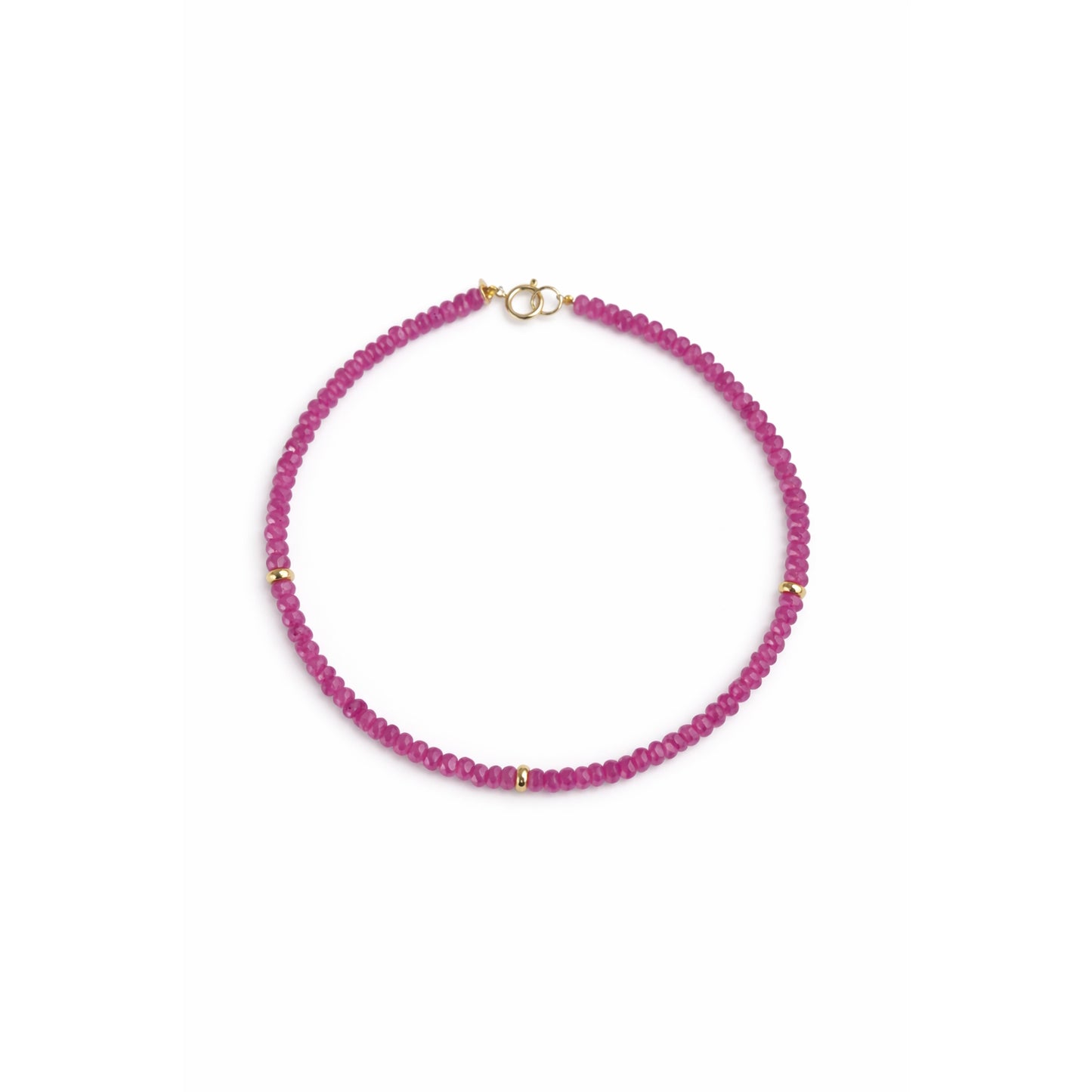 14k Gemstones 3 Gold Roundel Stations Bracelet