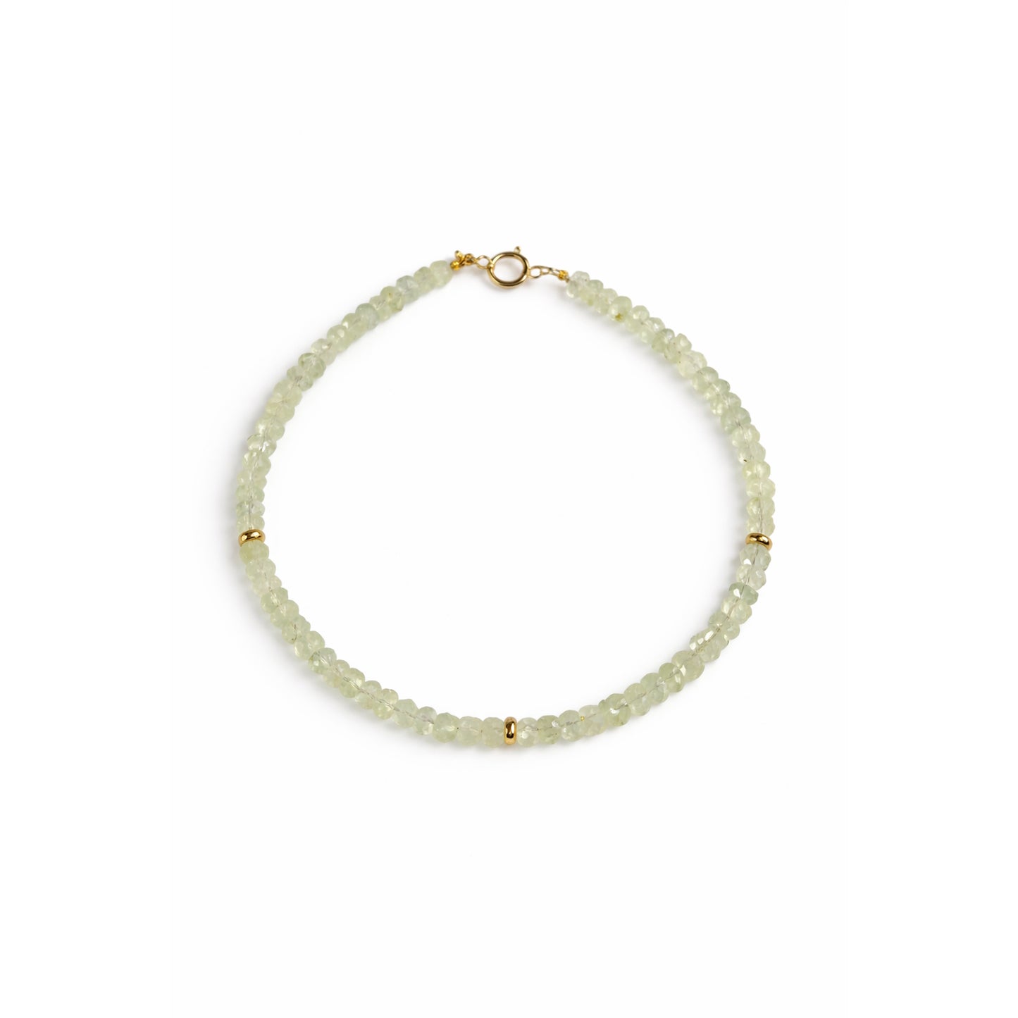 14k Gemstones 3 Gold Roundel Stations Bracelet