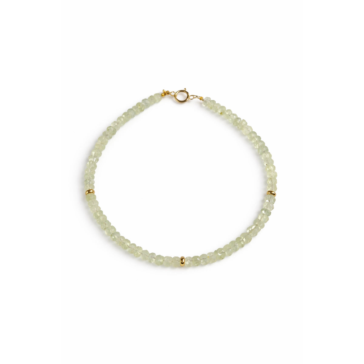 14k Gemstones 3 Gold Roundel Stations Bracelet