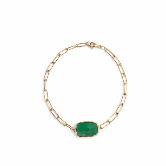 14k Green Onyx Paperclip Bracelet