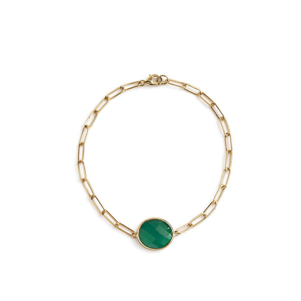 14k Green Onyx Paperclip Bracelet