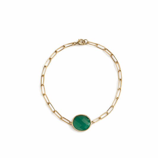 14k Green Onyx Paperclip Bracelet