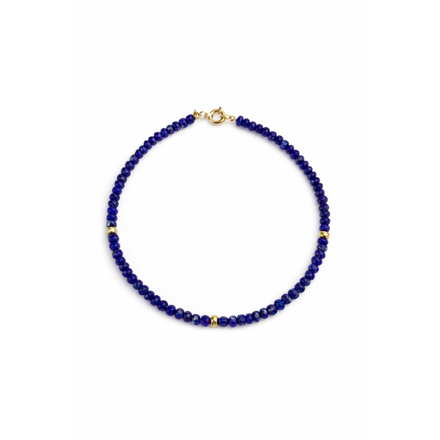 14k Gemstones 3 Gold Roundel Stations Bracelet