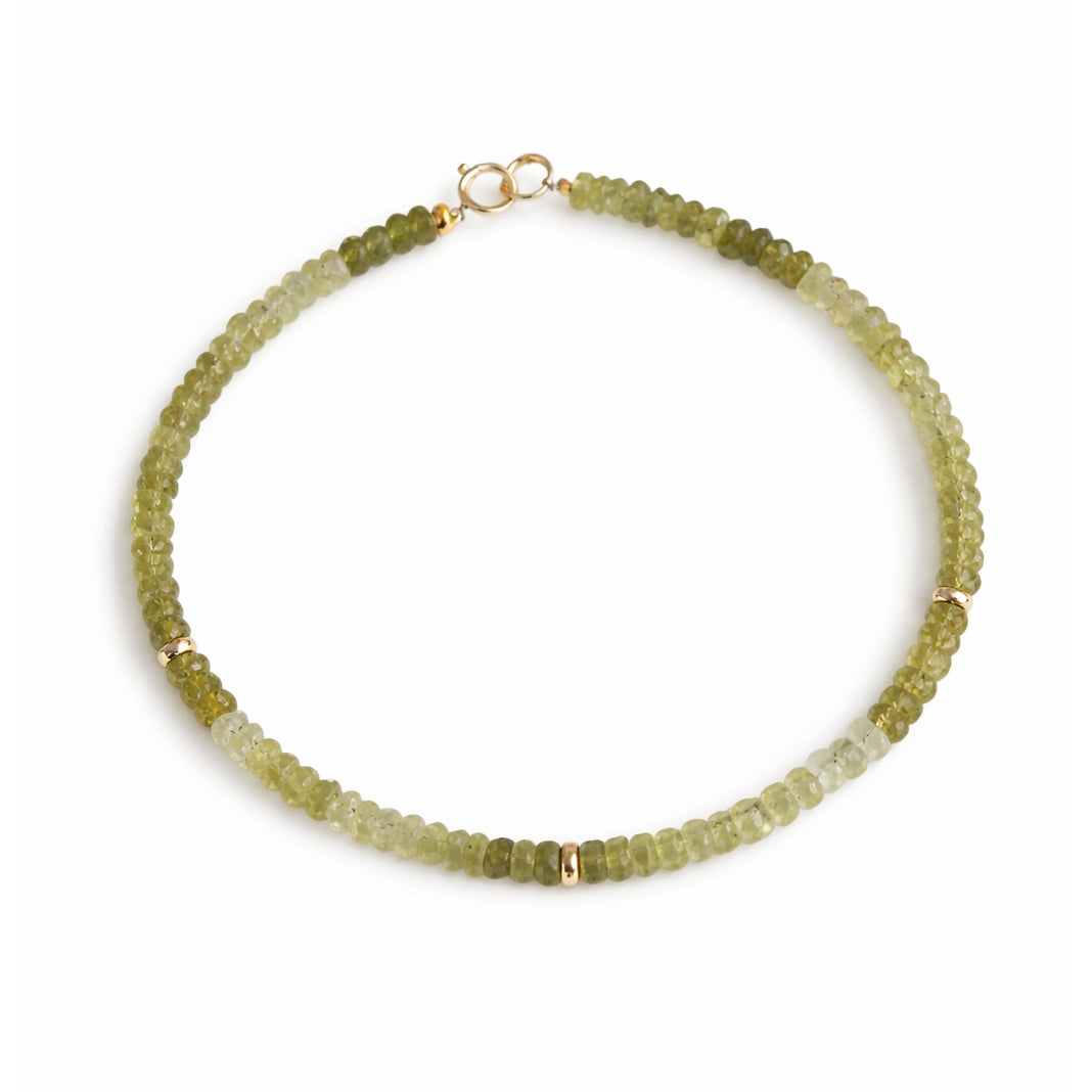 14k Gemstones 3 Gold Roundel Stations Bracelet