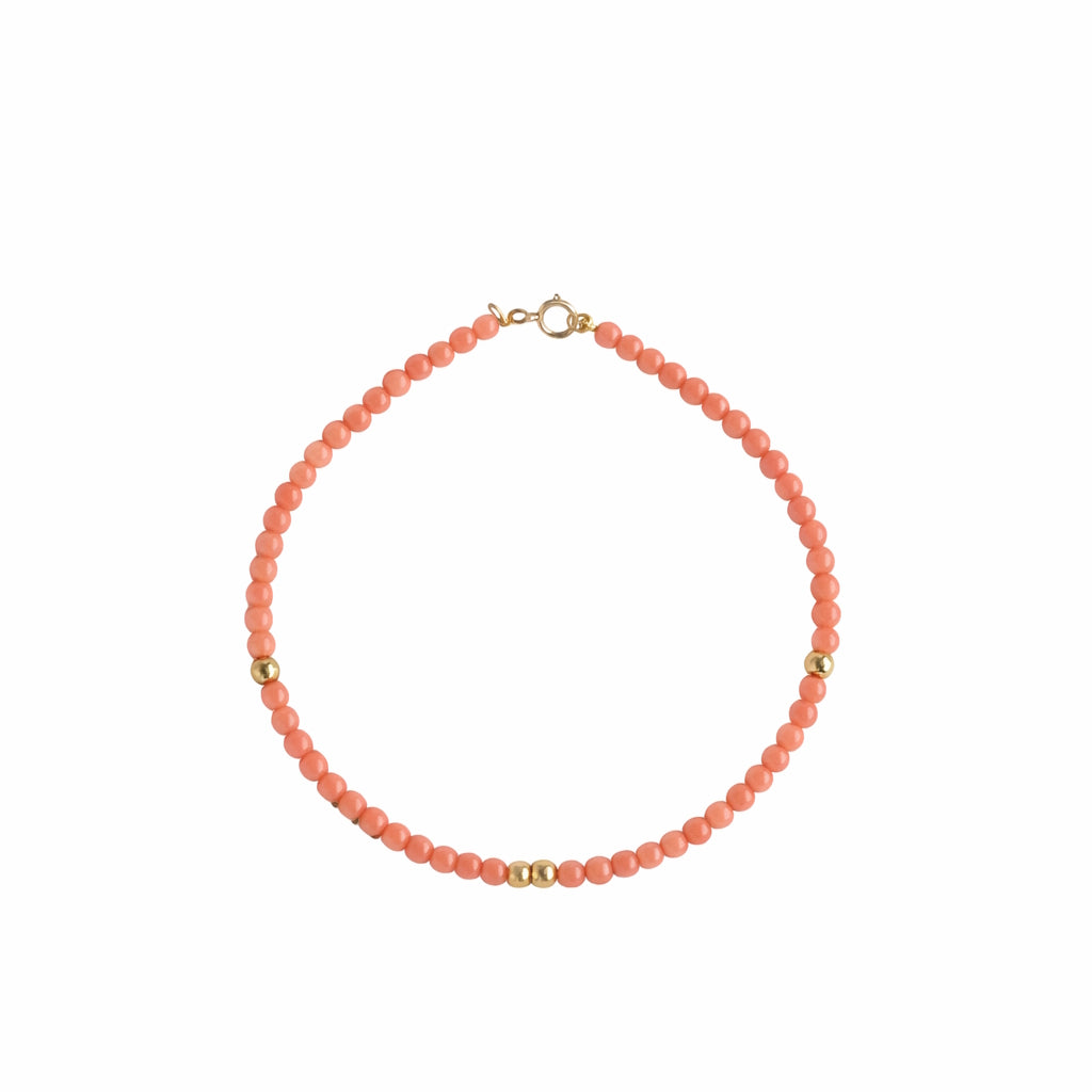 14k Gemstones Gold Ball/Roundel Bracelet