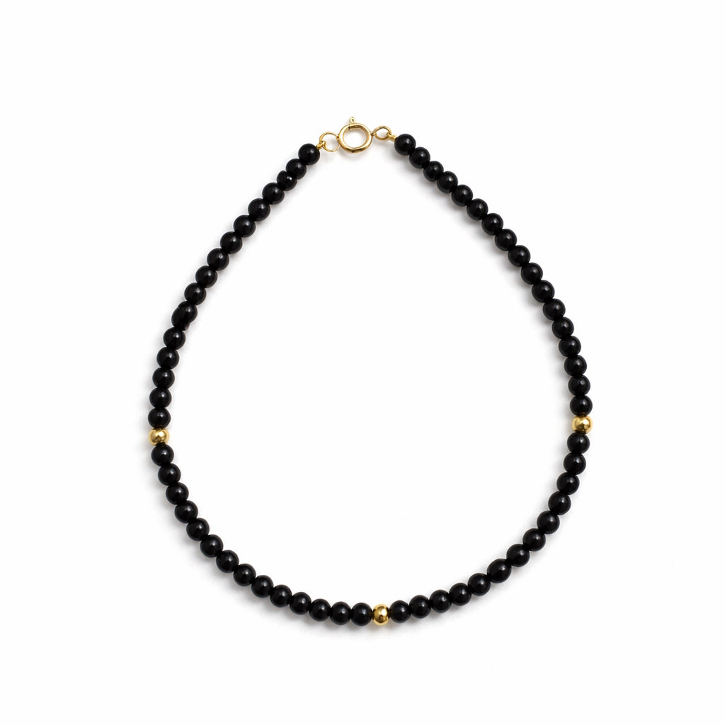 14k Gemstones Gold Ball/Roundel Bracelet