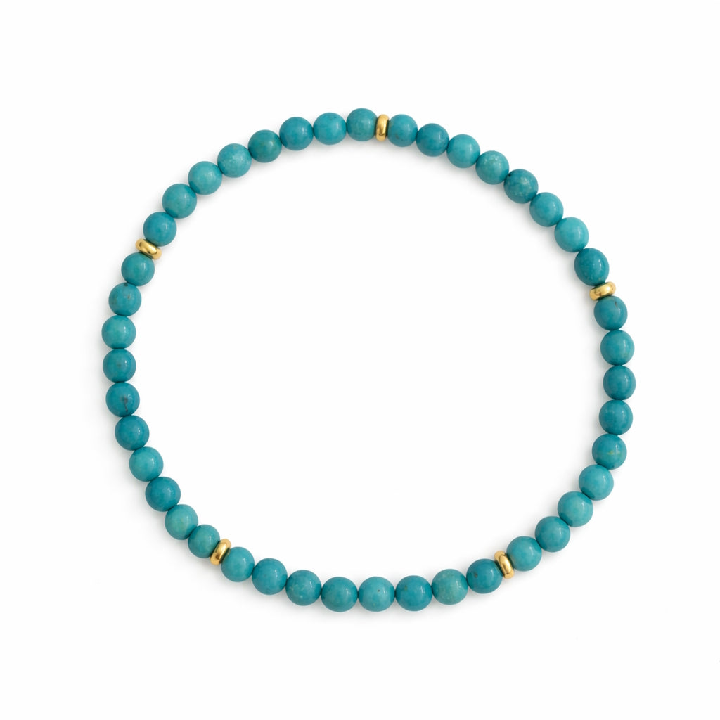 14k Mix Gemstone & Turquoise Heishi Gold Roundel Stretch Bracelet