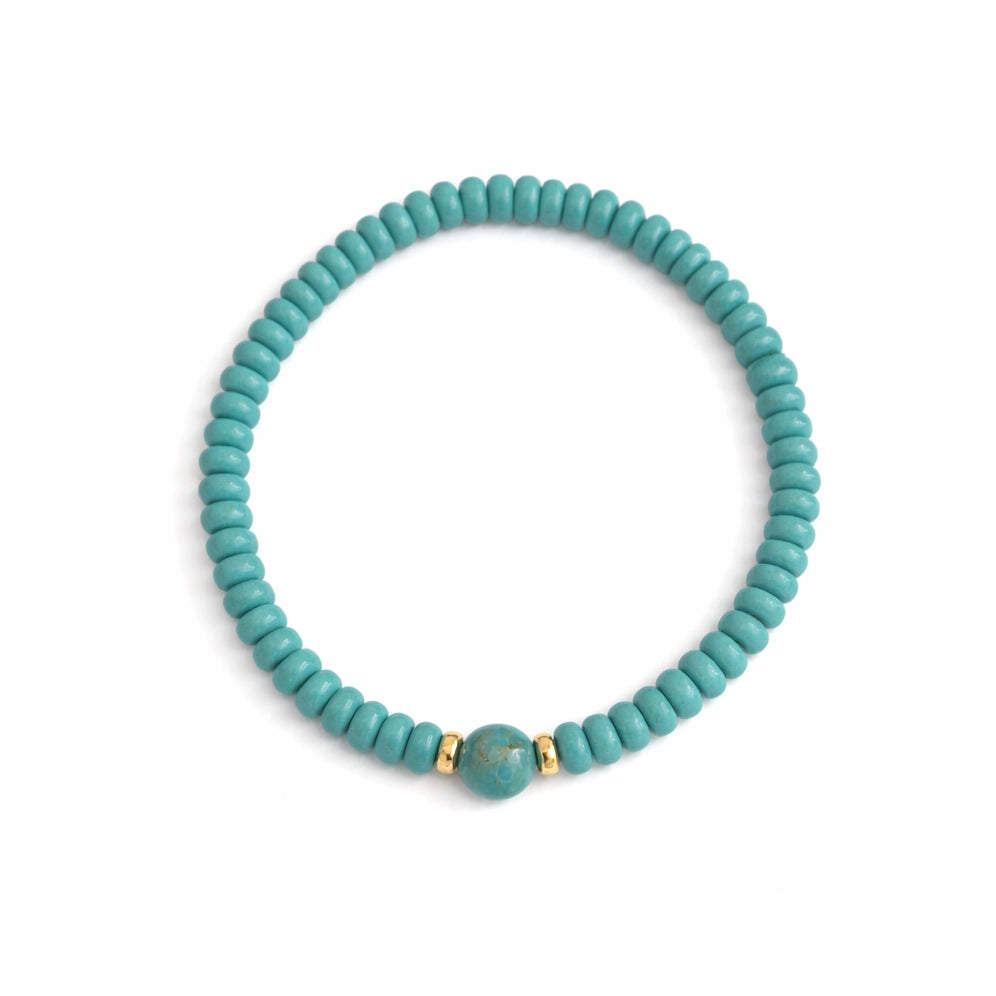 14k Turquoise or Turquoise & Lapis Gold Roundel Stretch Bracelet