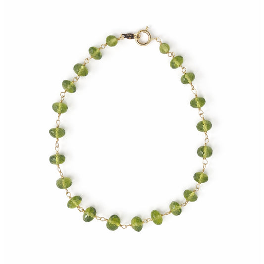 Peridot Faceted Roundel Link Bracelet