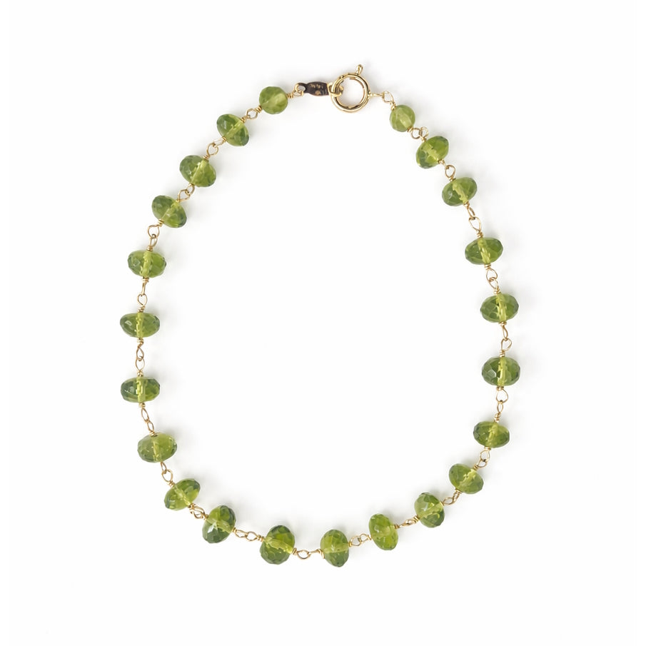 14k Peridot Faceted Roundel Link Bracelet