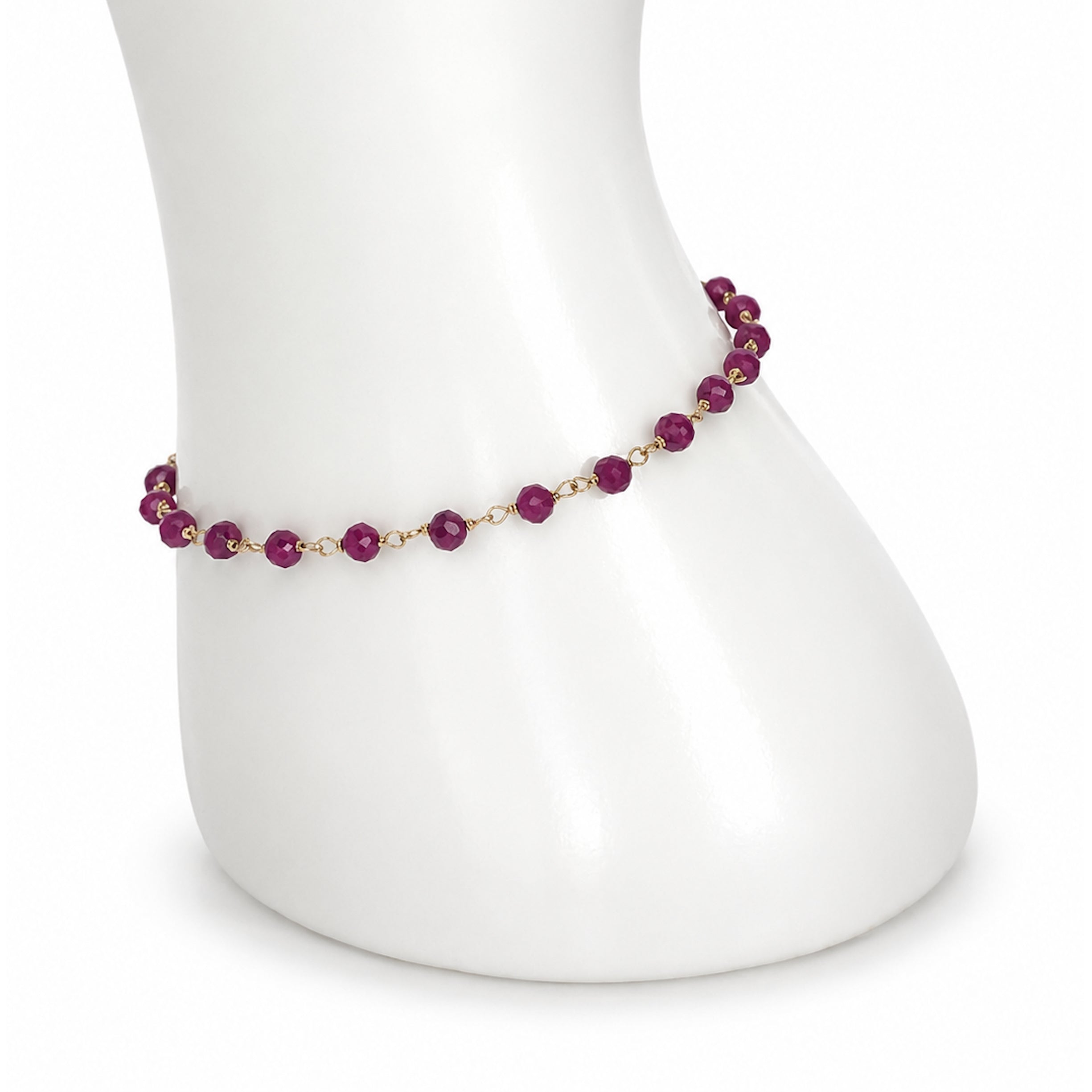 14k Dyed Gemstone Link Bracelet