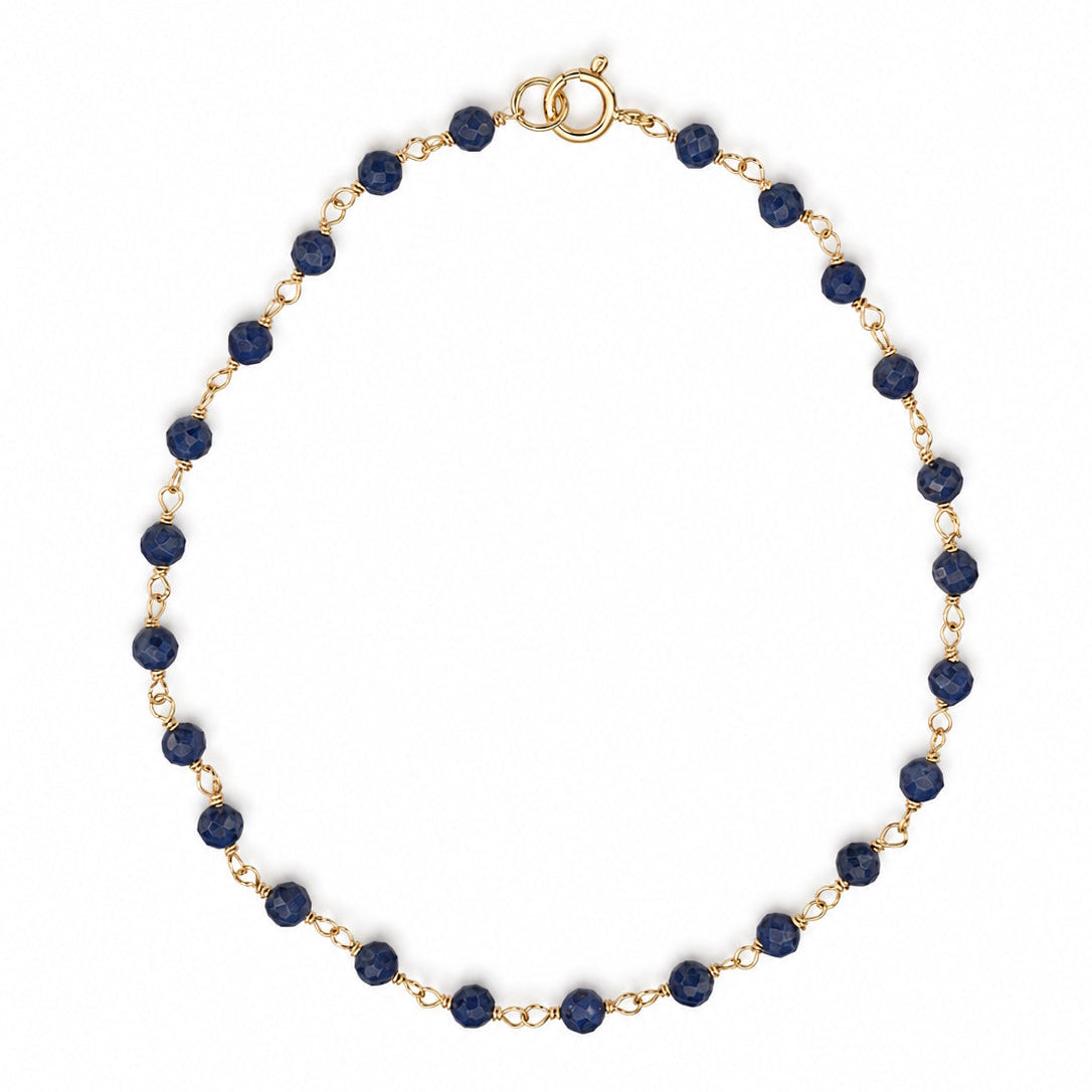 14k Dyed Emerald, Ruby, Sapphire Link Bracelet