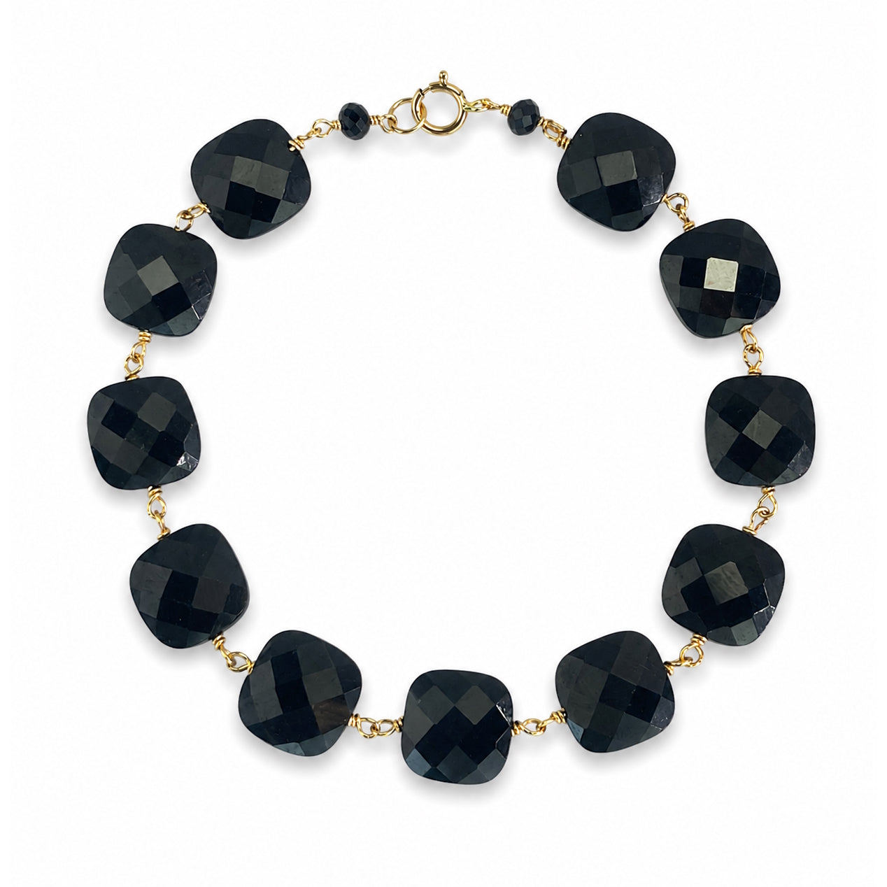 14k Black Spinel Cushion Link Bracelet