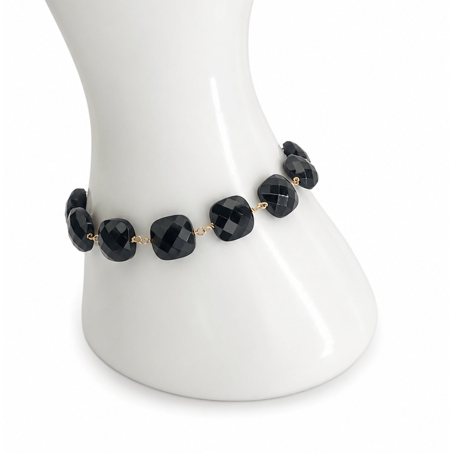 14k Black Spinel Cushion Link Bracelet