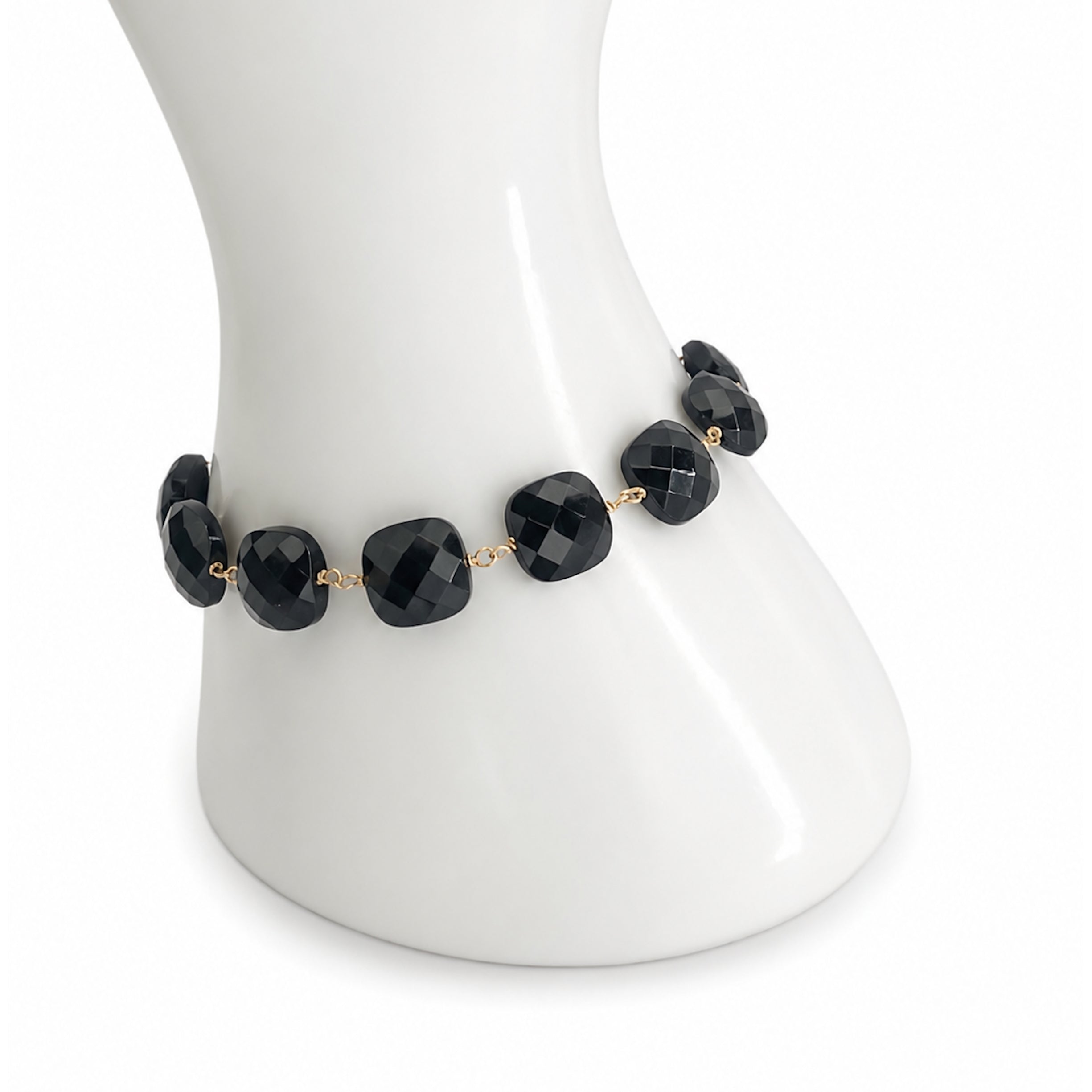14k Black Spinel Cushion Link Bracelet