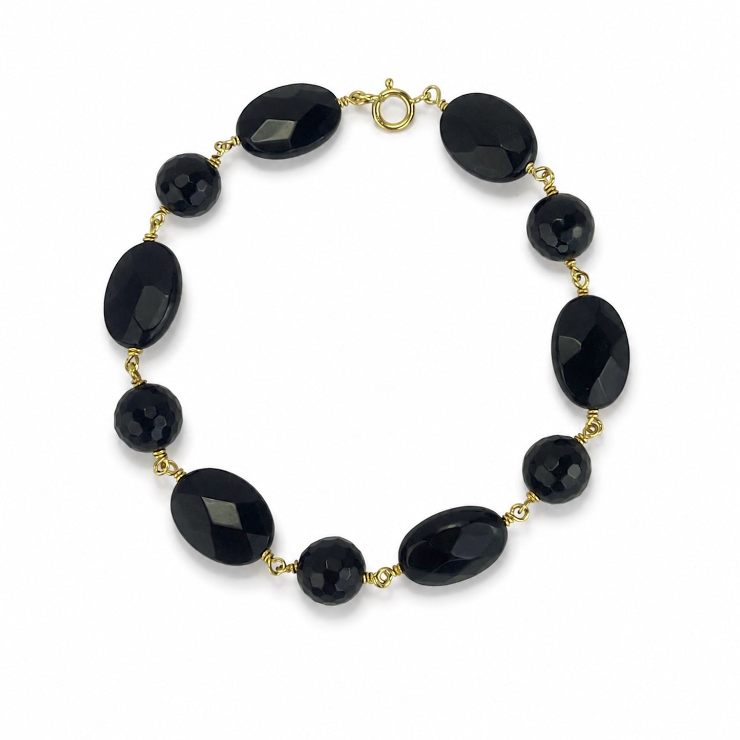 14k Black Onyx Link Bracelet