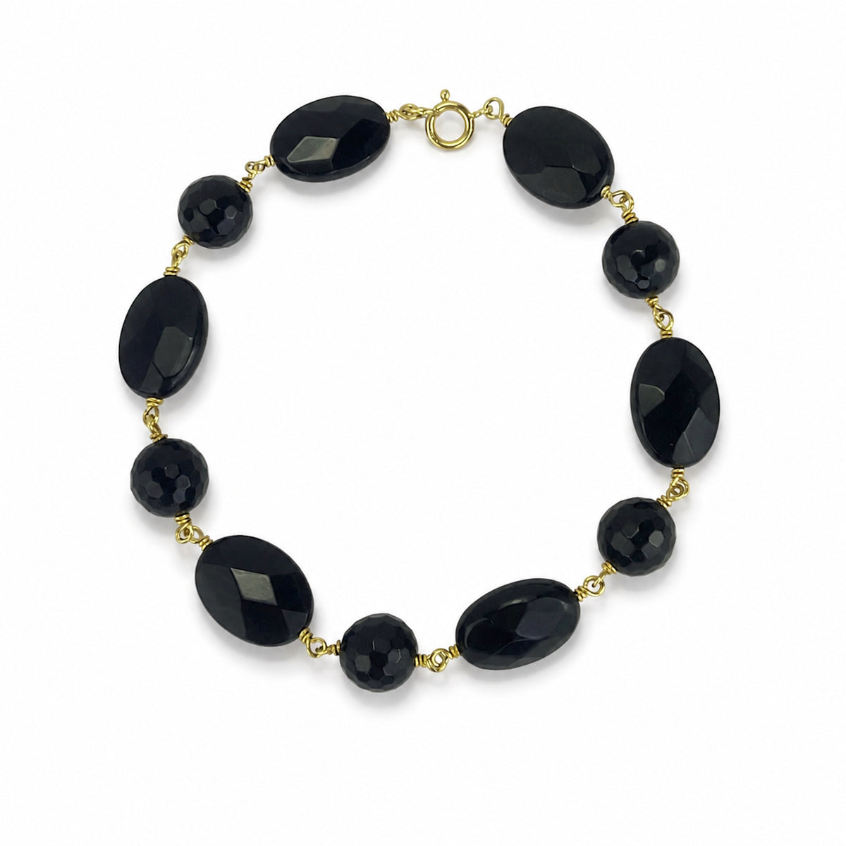 14k Black Onyx Link Bracelet