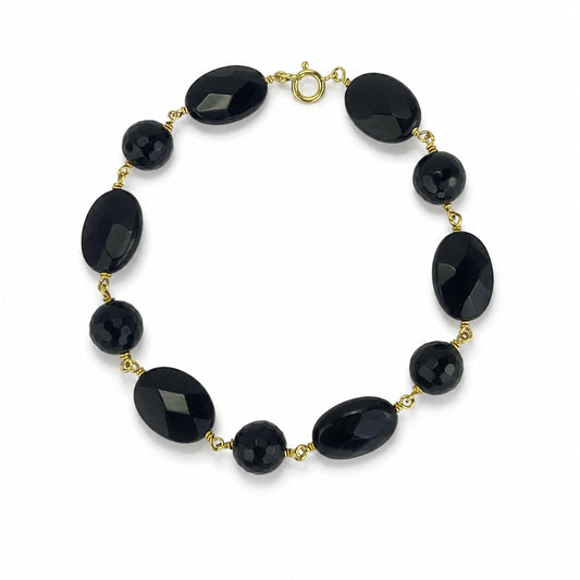 14k Black Onyx Link Bracelet