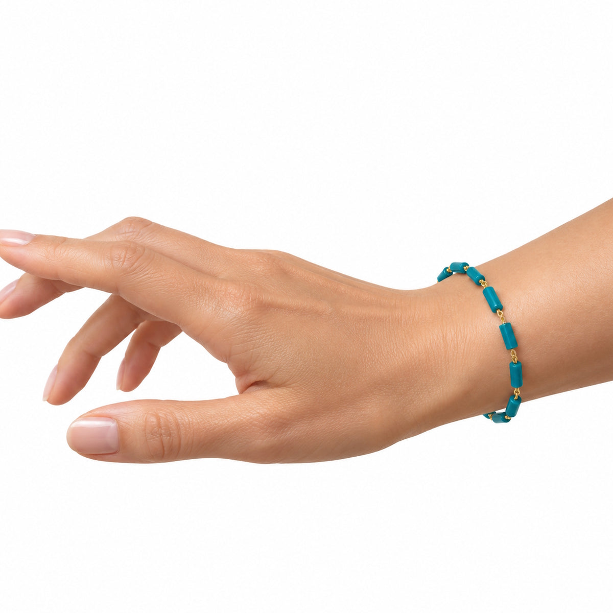 14k Turquoise Tube Link Bracelet
