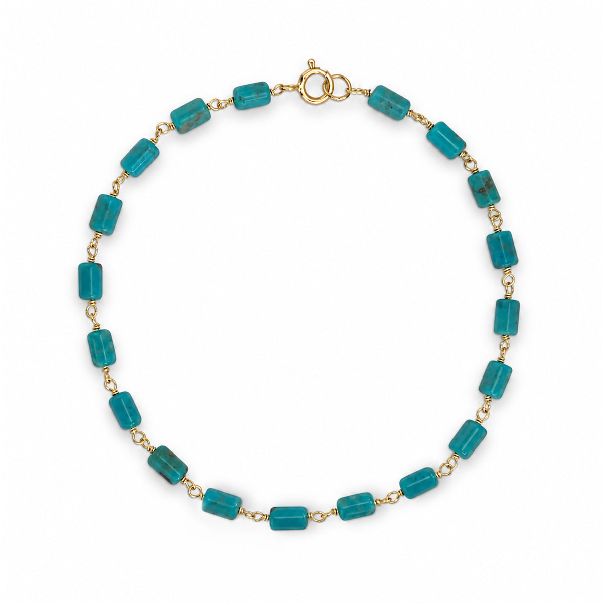 14k Turquoise Tube Link Bracelet