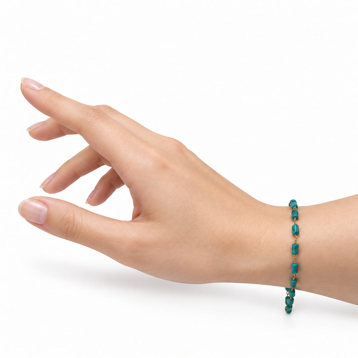 14k Turquoise Tube Link Bracelet