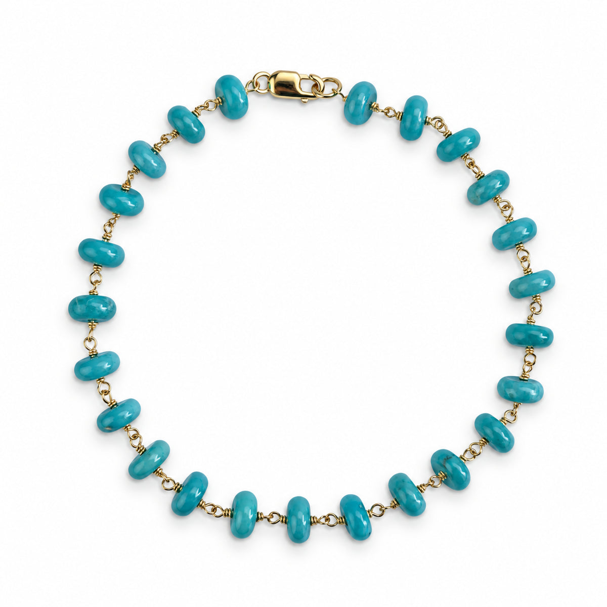 14k Turquoise Roundel Link Bracelet