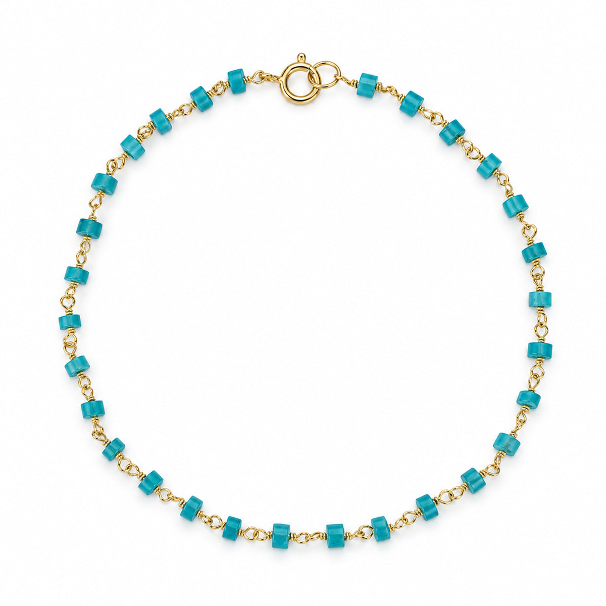 14k Turquoise Heishi Link Bracelet