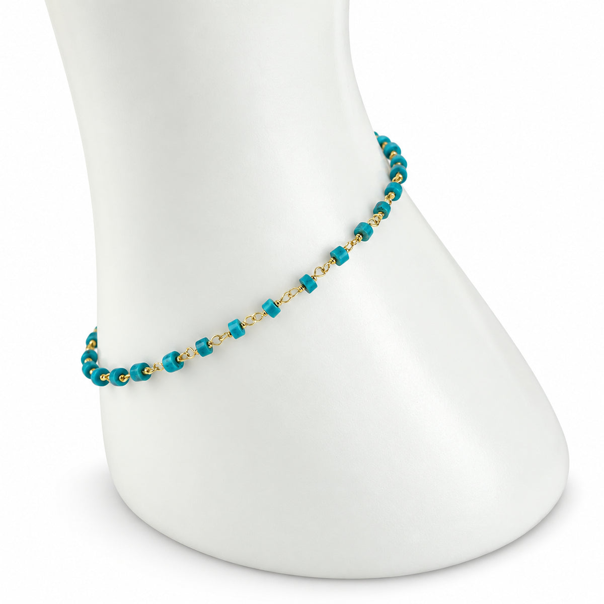 14k Turquoise Heishi Link Bracelet