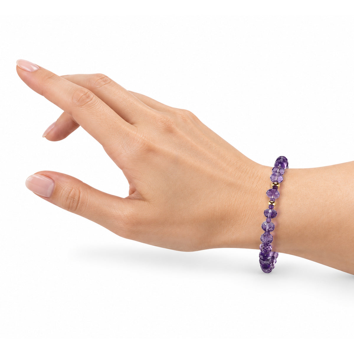 14k Amethyst 1x1 Gold Roundel Center Bracelet