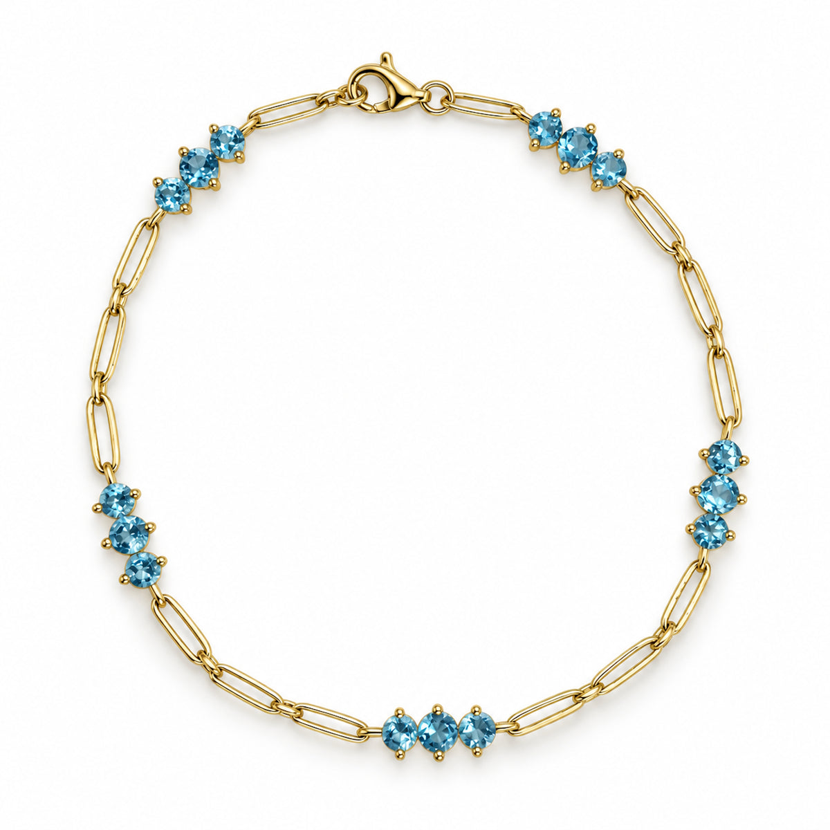 14k Lab Grown Gemstone Prong Set 5 Station Bracelet