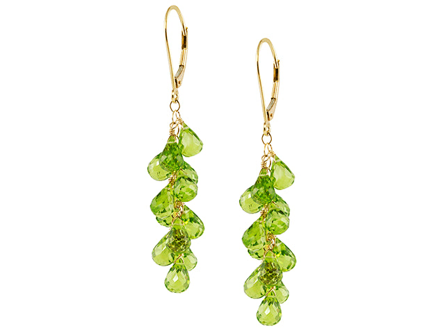 14k Peridot Cluster Leverback Earring