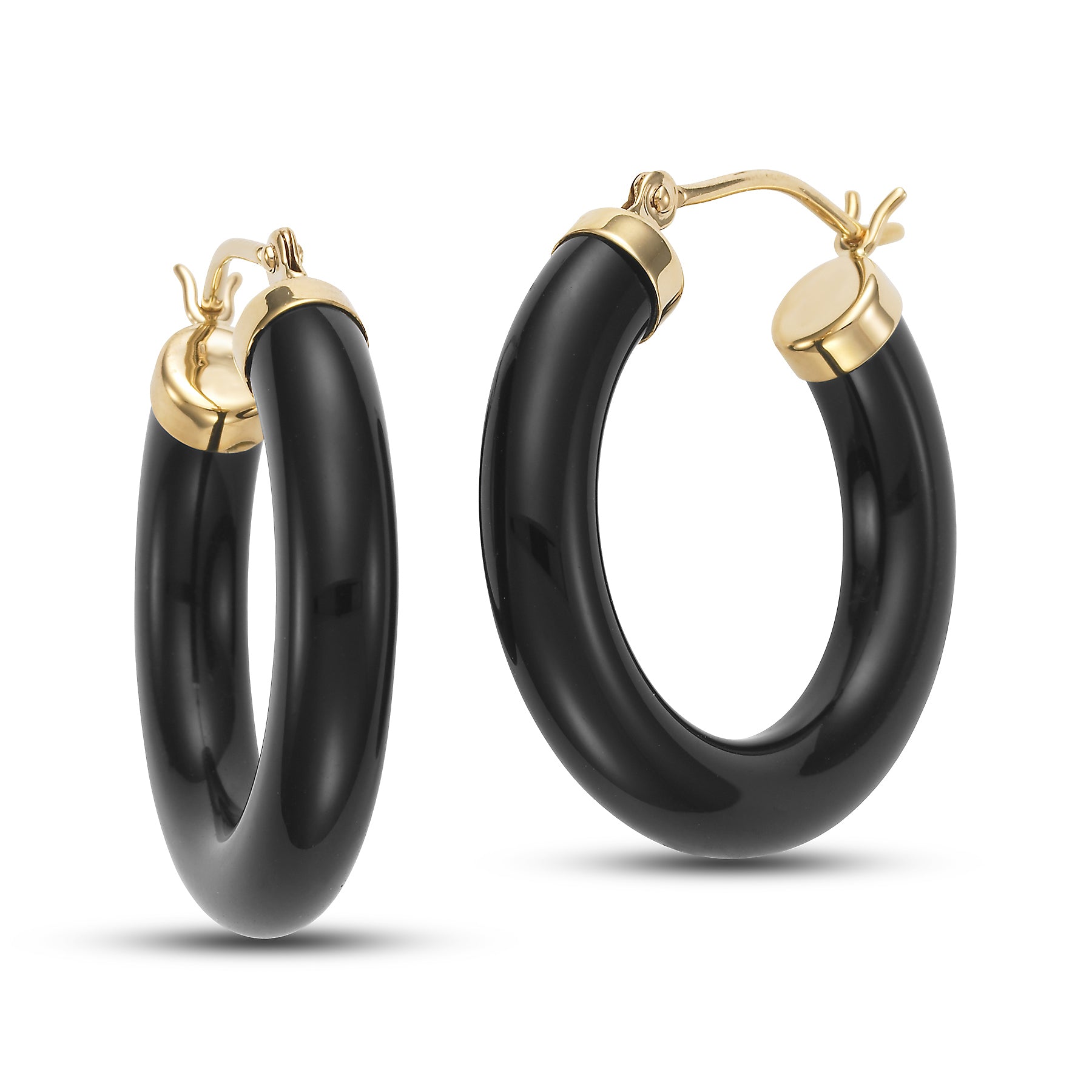 14k Black Onyx Hoop Earring