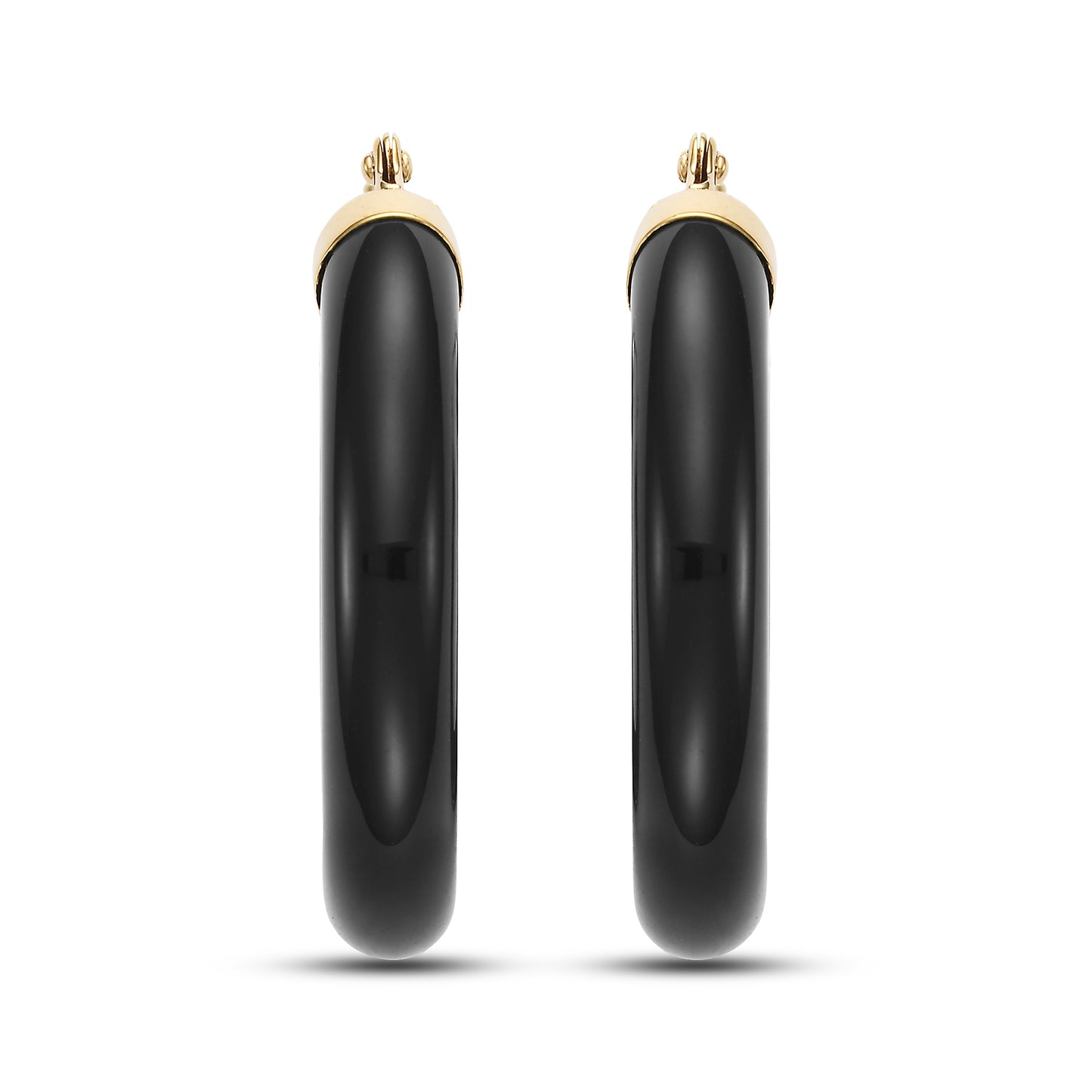 14k Black Onyx Hoop Earring