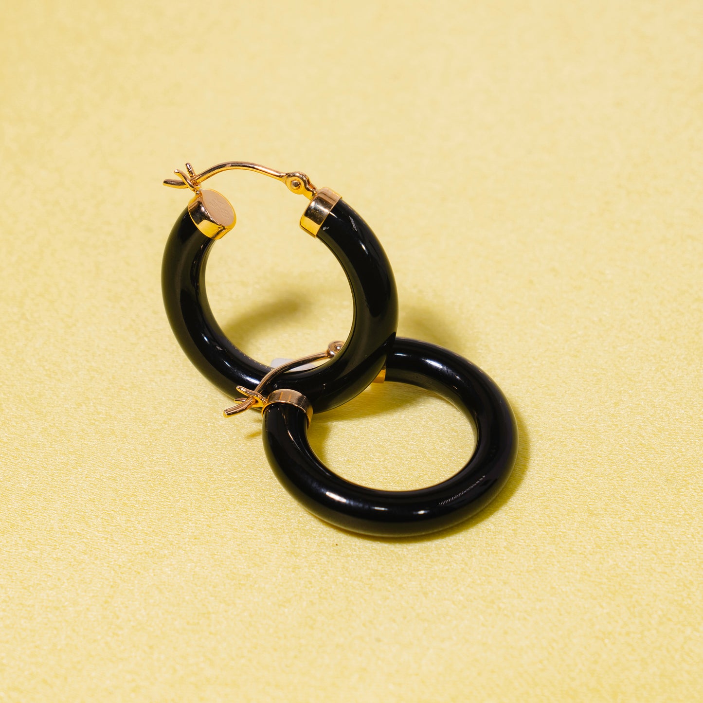 14k Black Onyx Hoop Earring