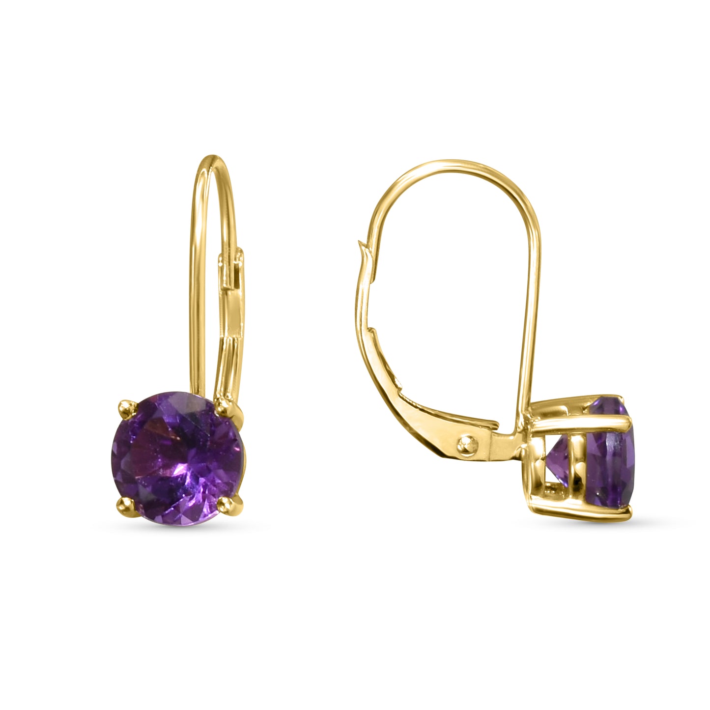 14k Amethyst Leverback Earring